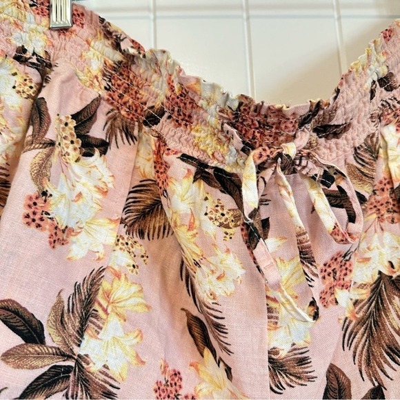 Hawaiian print elastic stretch linen shorts with side pockets and drawstring XL - Picture 2 of 7